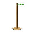 Montour Line Stanchion Belt Barrier Sat.Brass Post 13ft. Grn/Wh Belt M630-SB-GWD-130